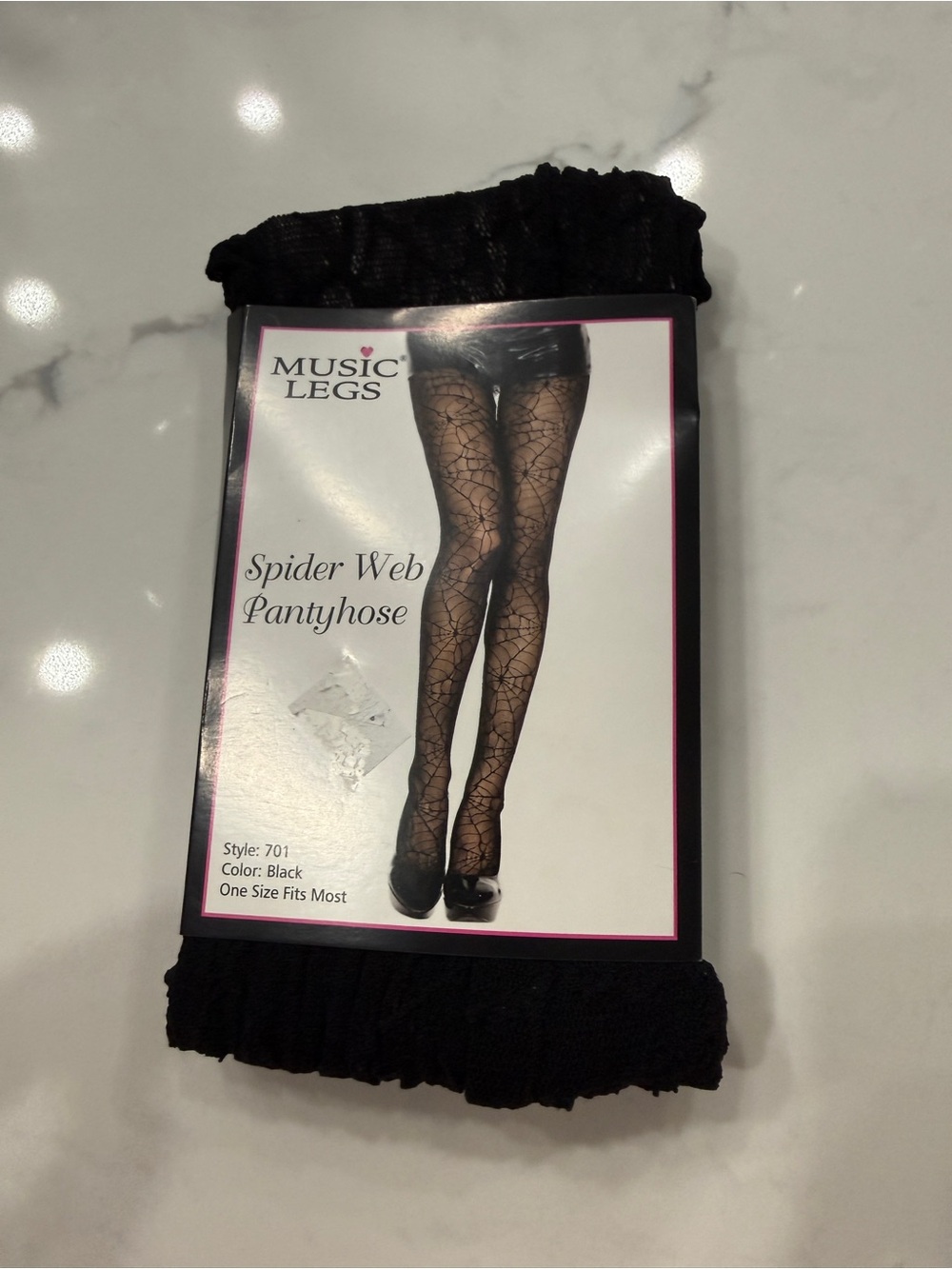 Music Legs Black Spider Web Pantyhose Tights one size